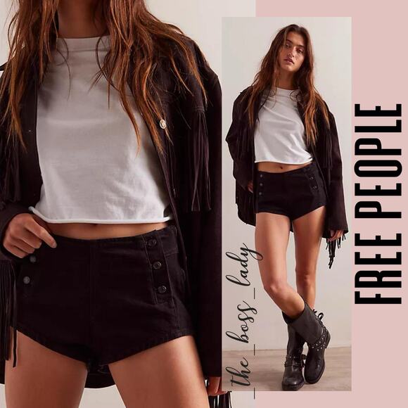 Free People shorts micro low rise cotton black summer spring 28 boho - Picture 1 of 8